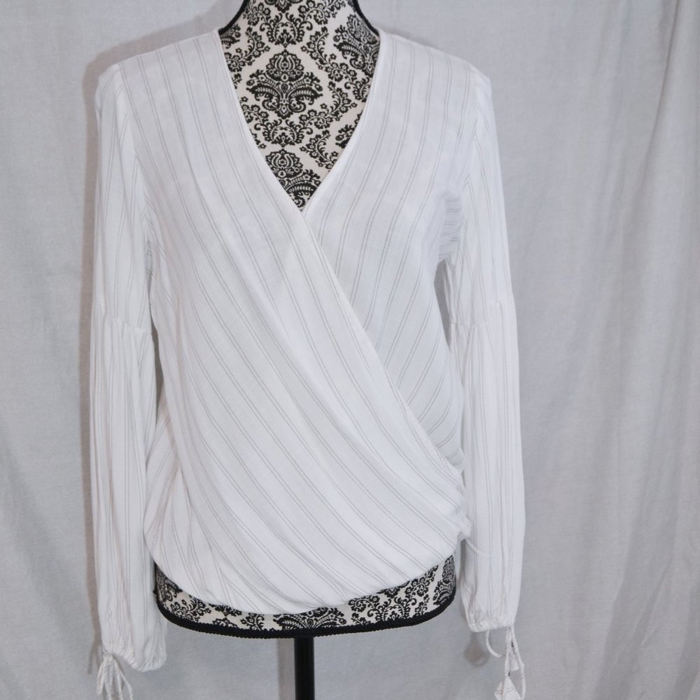 Love Stitch Wrap Striped Surplice top - Small
